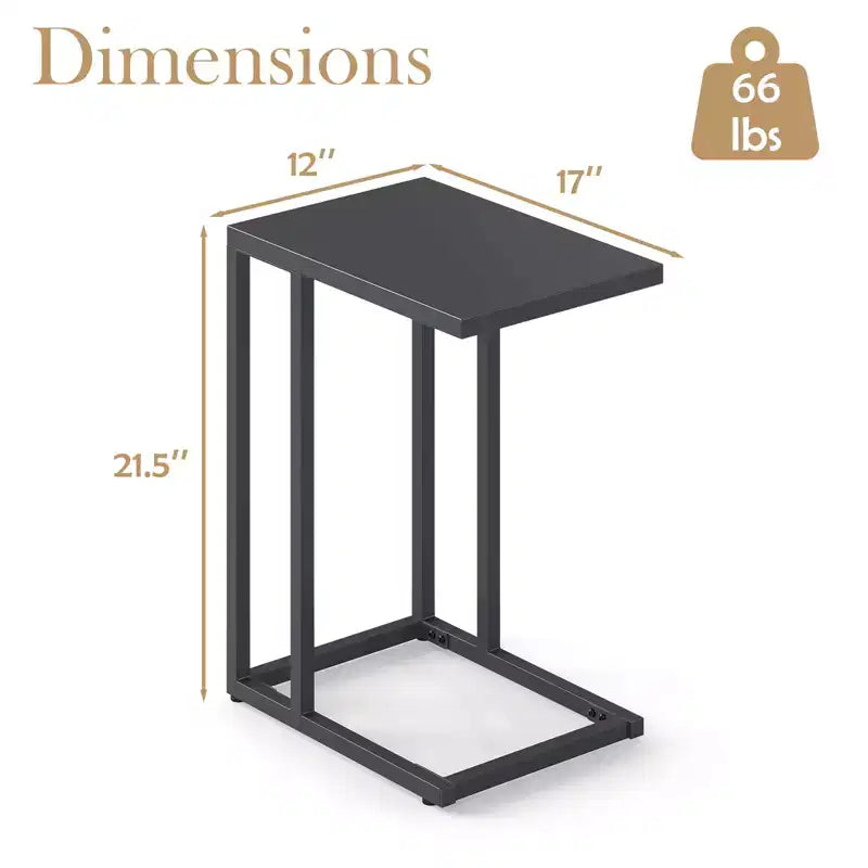 Costway C Shaped End Table w/ Metal Frame Sofa Table for Small Space Indoor Outdoor