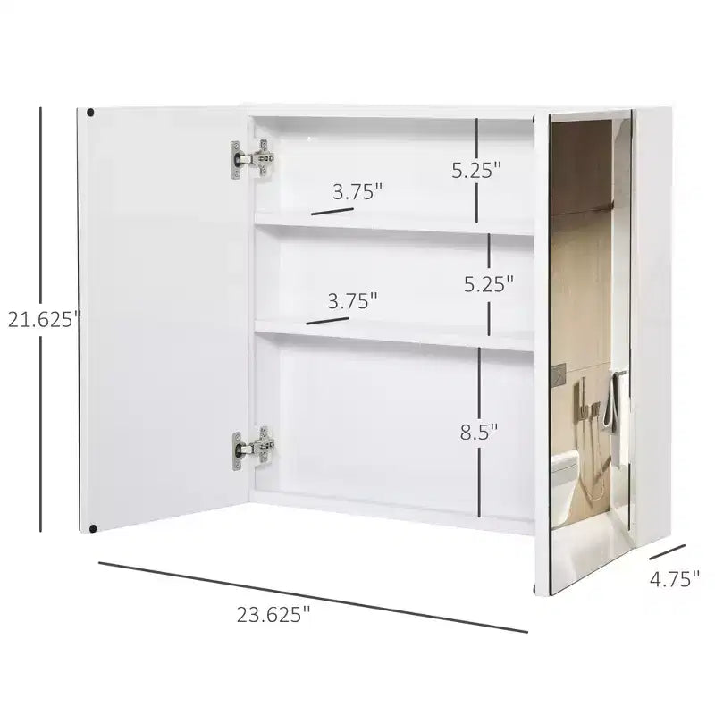 Bathroom Mirrored Cabinet, 24x22 Steel Frame Medicine Cabinet, Wall-Mounted Storage Organizer with Double Doors