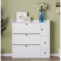 MAYEERTY Versatile Tipping Bucket Shoe Cabinet, 3 Flip Drawers Pull-down Seat Entryway Organizer, White