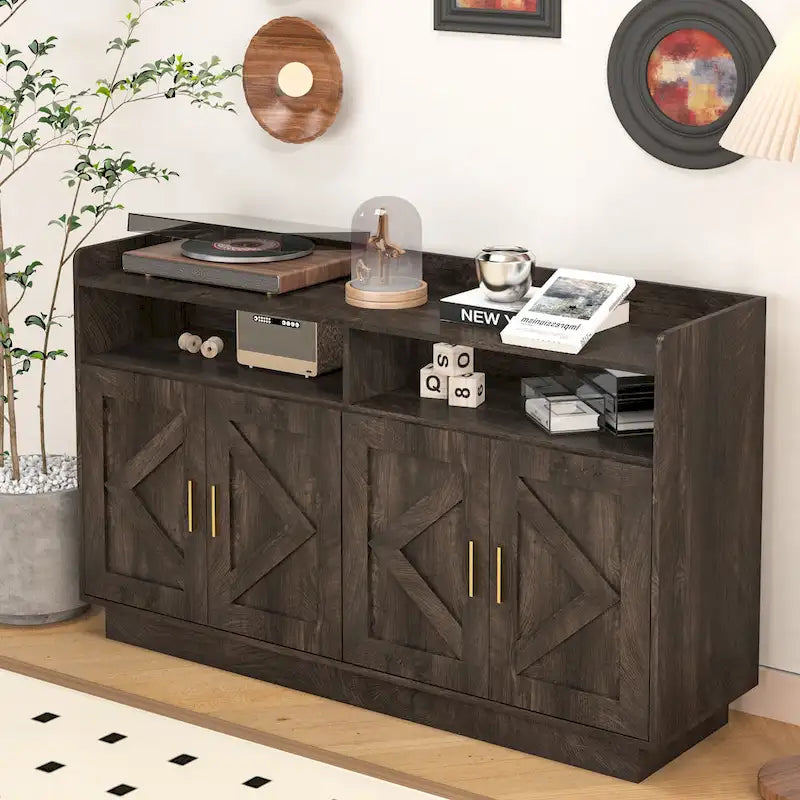 Dresser Cabinet,Buffet Sideboard Storage Cabinet,Buffet Server Console Tablestorge Cabinetsolid,Shaped Door Panels,Metal Handle