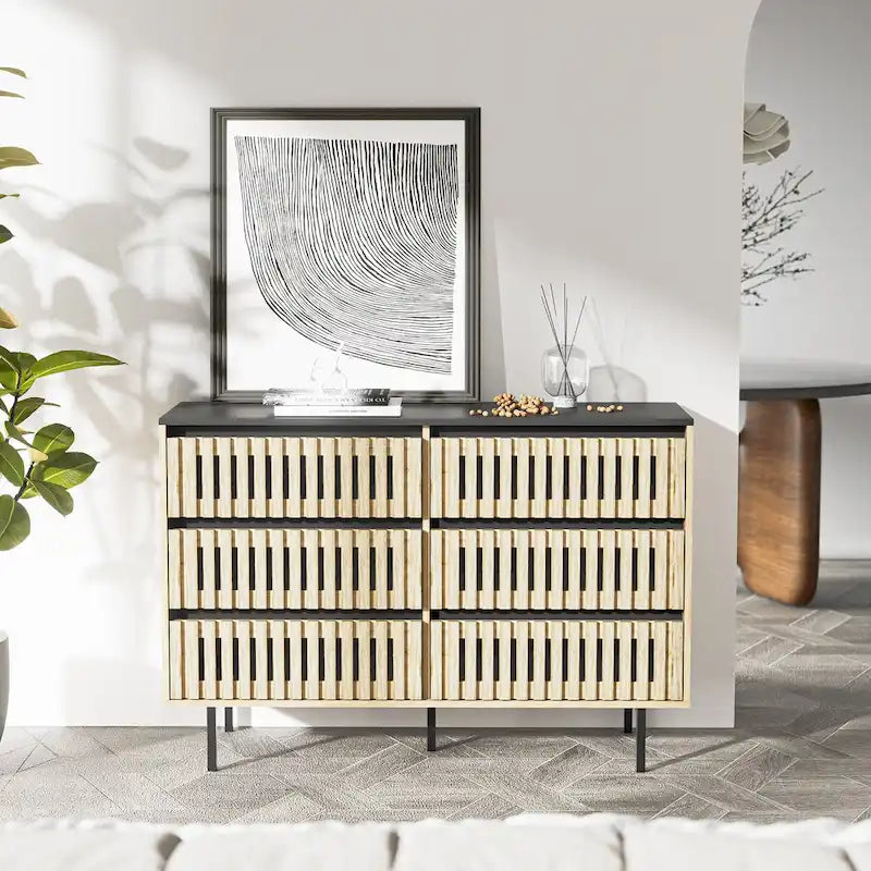 Six Drawer Storage Cabinet With High-quality Medium Density Fiberboard And Metal Frame