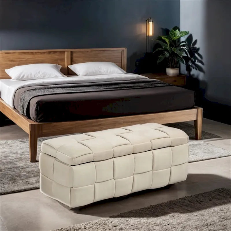 Storage Ottoman,Bedroom End Bench,Upholstered Fabric Storage Ottoman