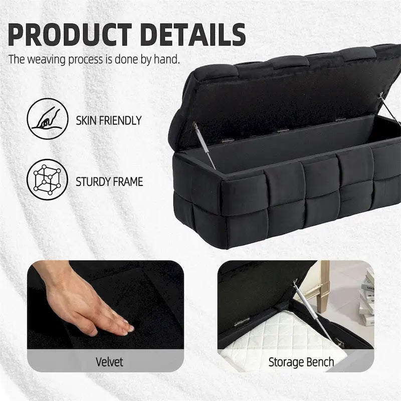 Storage Ottoman,Bedroom End Bench,Upholstered Fabric Storage Ottoman