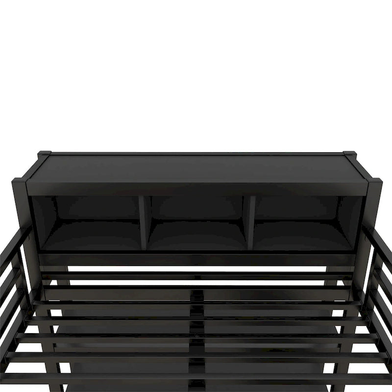 Metal Loft Bed with Wardrobe And L-shaped Desk
