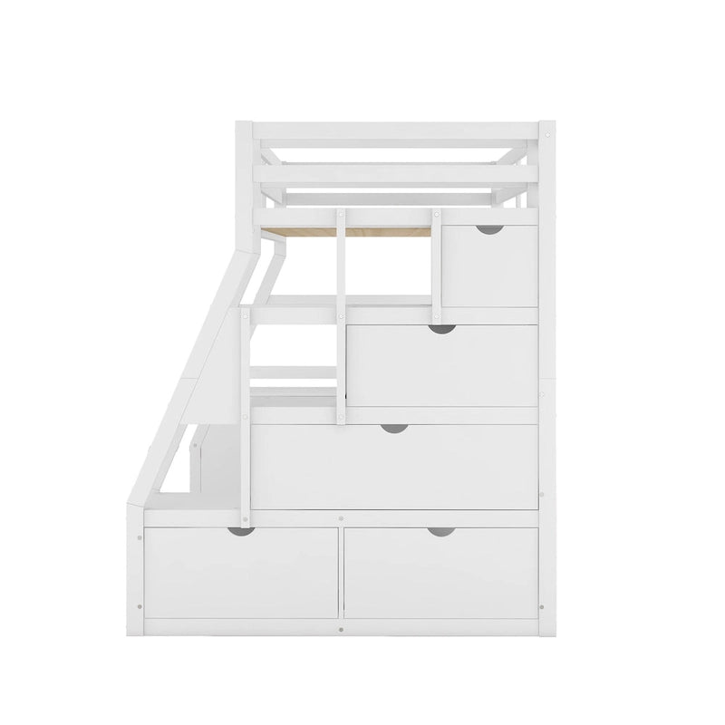 Twin Size Loft Bed with 7 Drawers 2 Shelves and Desk