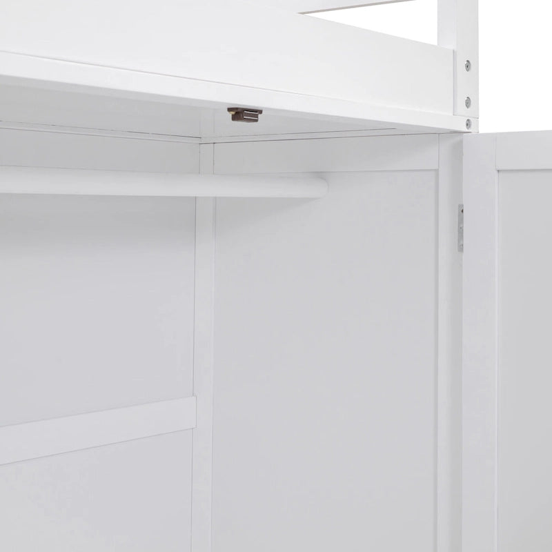 Full size Loft Bed with Drawers,Desk,and Wardrobe