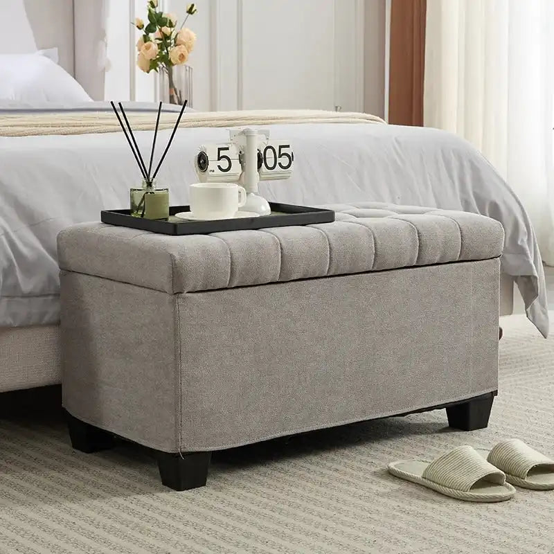 Storage Ottoman Bench, Foot Rest with Legs, 16 x 30 x 16.1 Inches, End of Bed Bench, Storage Chest, Load up to 660 lb