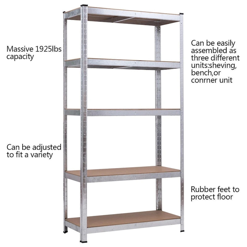Costway 71 Heavy Duty Storage Shelf Steel Metal Garage Rack 5 Level - 35.5x 15.76x 71(L x W x H)