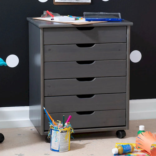 25.25 Gray Wide Rolling Storage Cabinet with 6 Drawer