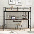 Loft Bed Full Size w/Desk, Storage Shelves, Ladders Full Bed Frame