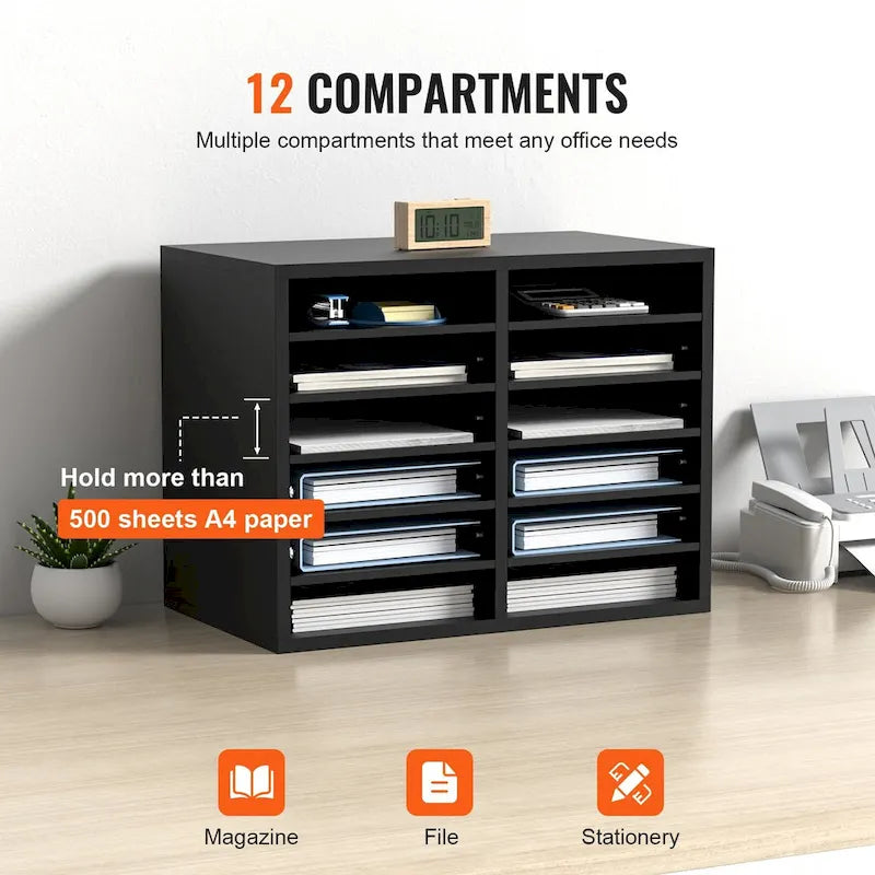 12 Compartments Office Literature Organizers with Adjustable and Removable Shelves Perfect Addition to Any Space