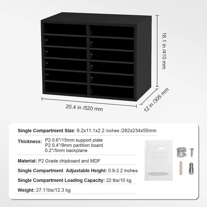12 Compartments Office Literature Organizers with Adjustable and Removable Shelves Perfect Addition to Any Space