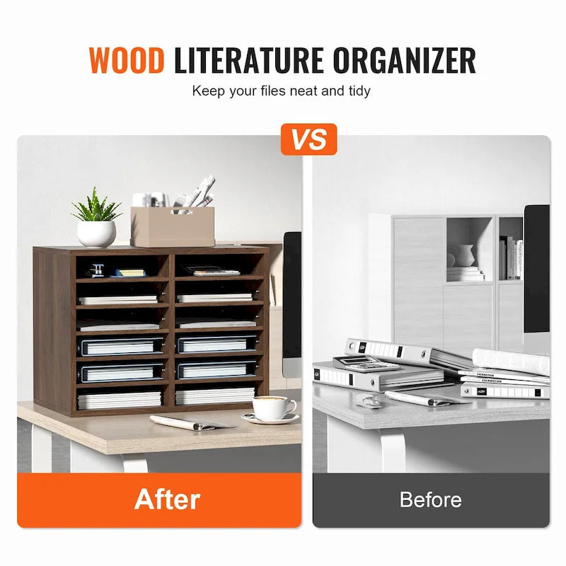 12 Compartments Office Literature Organizers with Adjustable and Removable Shelves Perfect Addition to Any Space