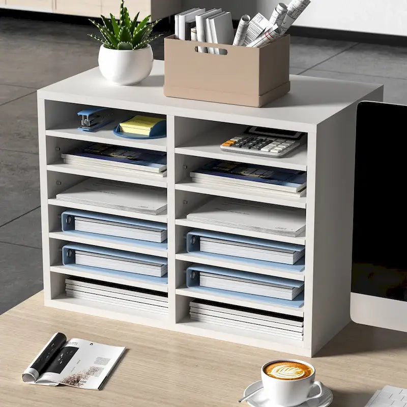12 Compartments Office Literature Organizers with Adjustable and Removable Shelves Perfect Addition to Any Space
