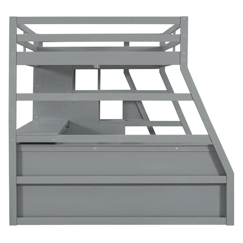 Full Size Loft Bed with Desk, 7 Drawers and 2 Shelves