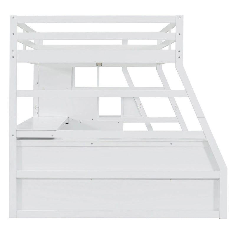 Full Size Loft Bed with Desk, 7 Drawers and 2 Shelves
