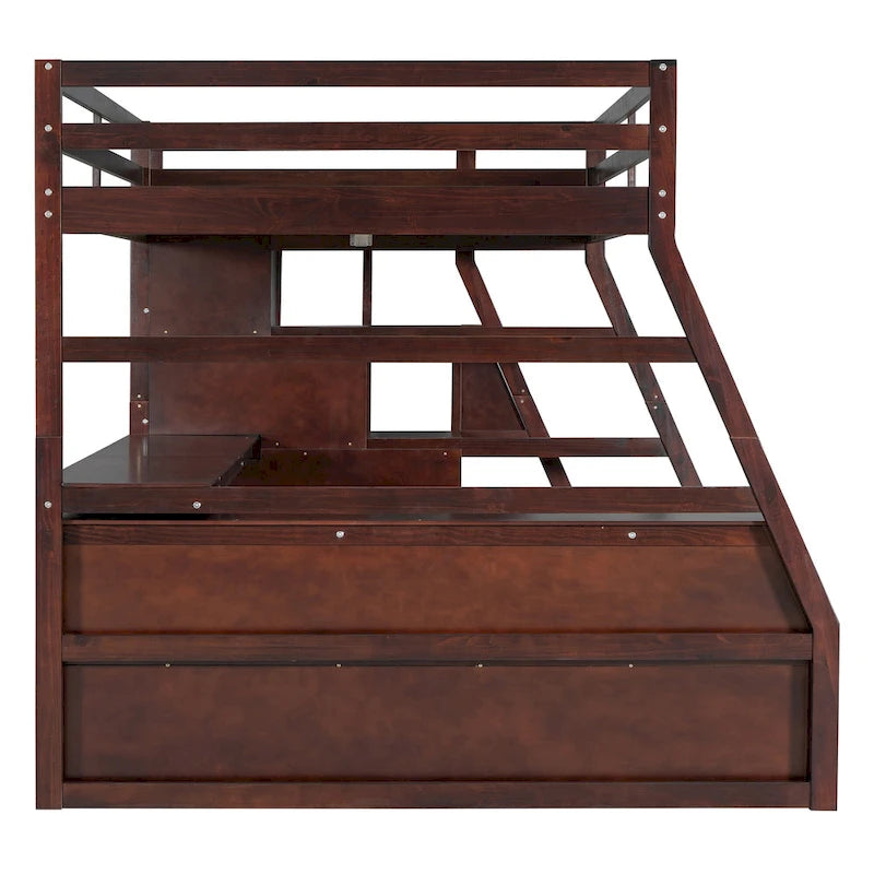 Full Size Loft Bed with Desk, 7 Drawers and 2 Shelves