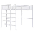Twin Size Metal Loft Bed with 4-Tier Shelves and Storage, White