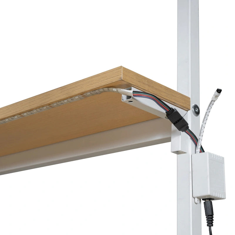 Twin Size Metal Loft Bed with LED Workstation & Smart Storage (350lb Capacity)