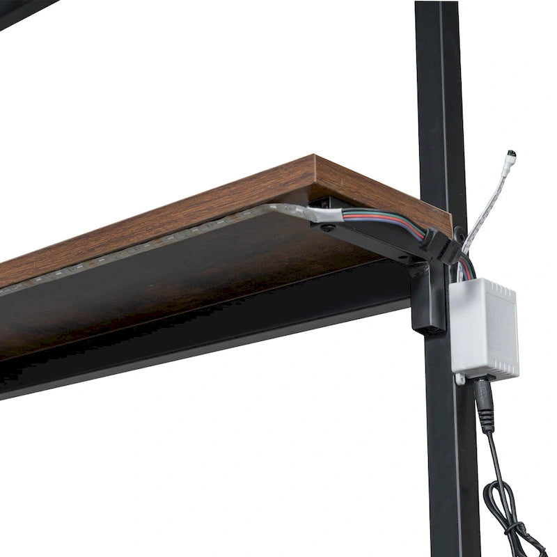 Twin Size Metal Loft Bed with LED Workstation & Smart Storage (350lb Capacity)