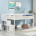 Twin Size Pine Wood Loft Bed with Staircase