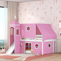 Full Size Cute Solid Wood House Loft Bed with Slide