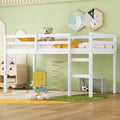 Twin Size Rubber Wooden Loft Bed with Ladder, Bed Platform of Strengthened Slats