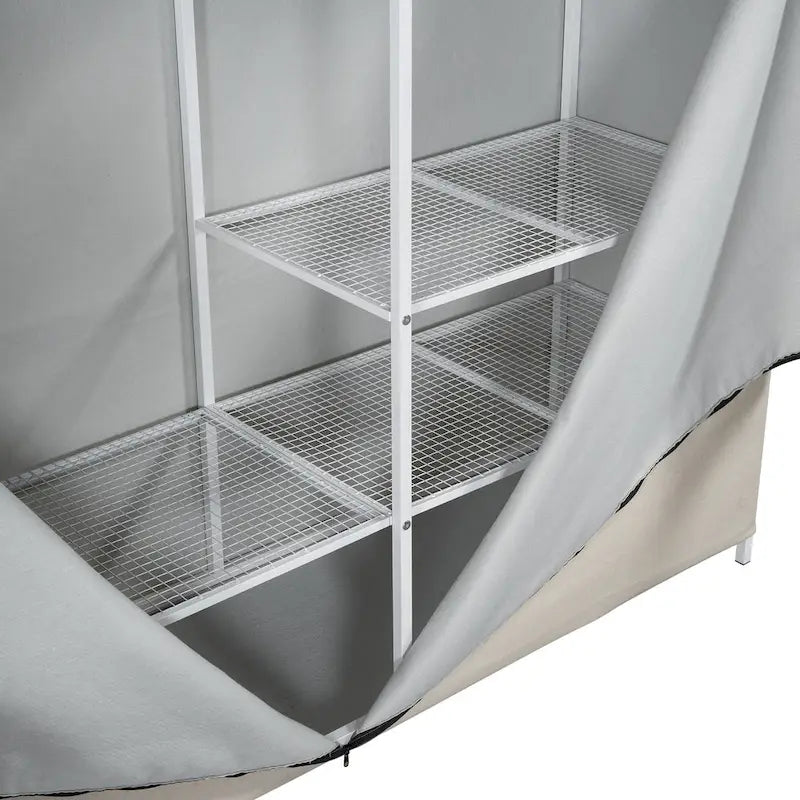 Metal Loft Bed with Wardrobe and Storage Shelves for Kids, Boys and Girls, Bedroom