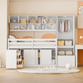 Wooden Loft Bed with Integrated Wardrobe, Under-bed Desk, Drawers, with Shelves