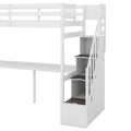 Twin Pine Loft Bed with Desk and Staircase