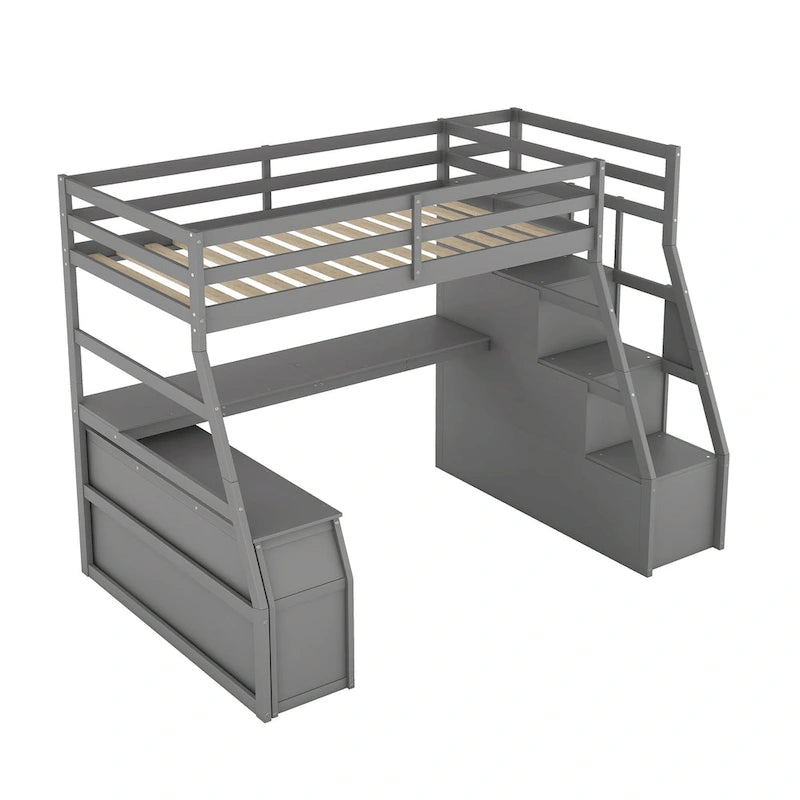 Twin Pine Loft Bed with Desk and Storage