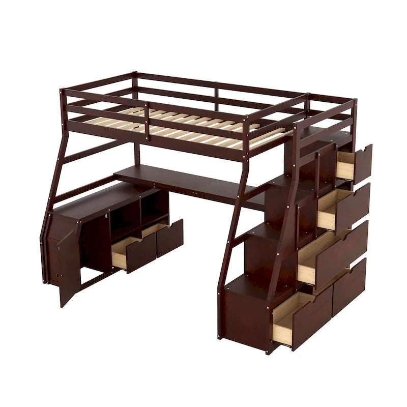 Twin Pine Loft Bed with Desk and Storage