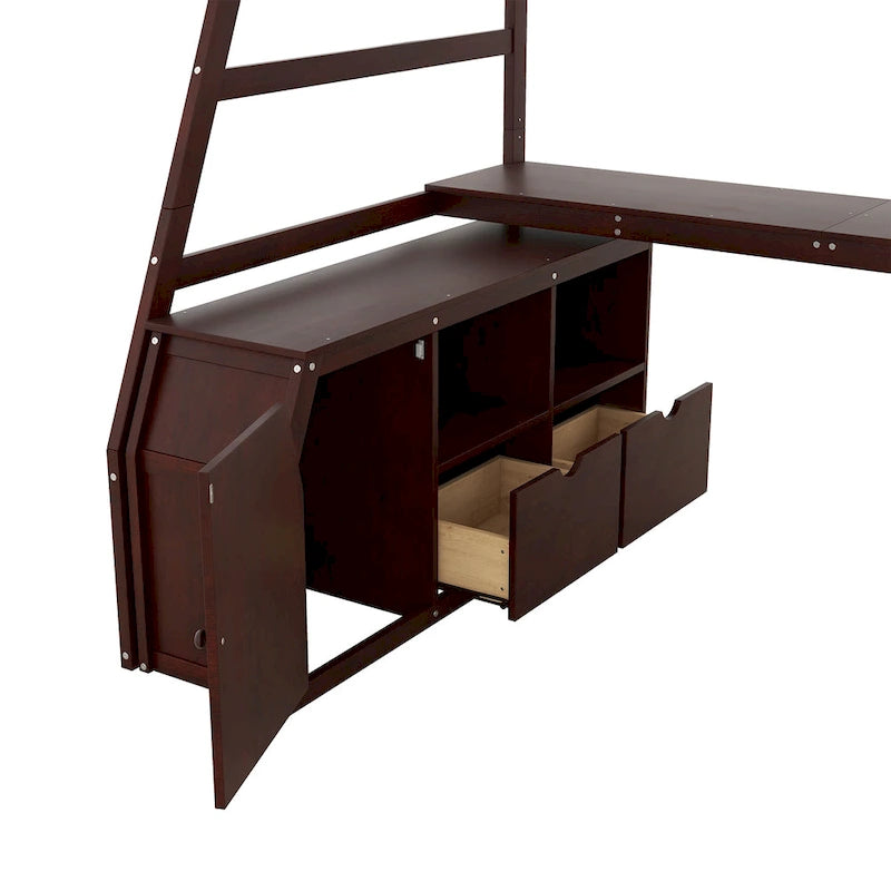 Twin Pine Loft Bed with Desk and Storage