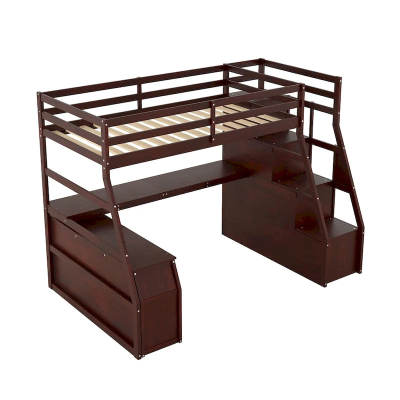 Twin Pine Loft Bed with Desk and Storage