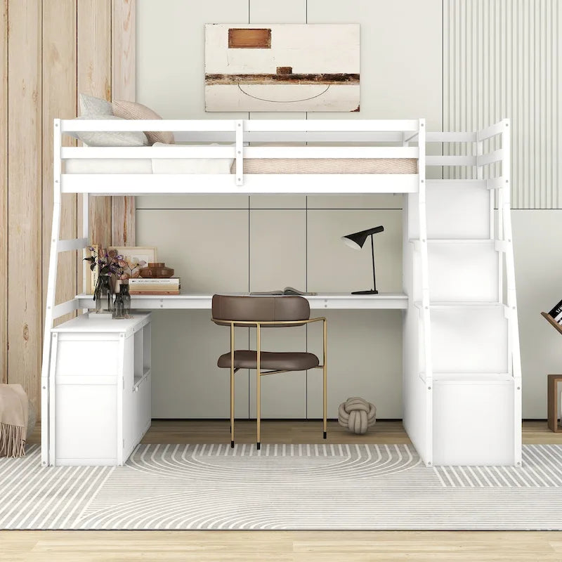 Twin Pine Loft Bed with Desk and Storage