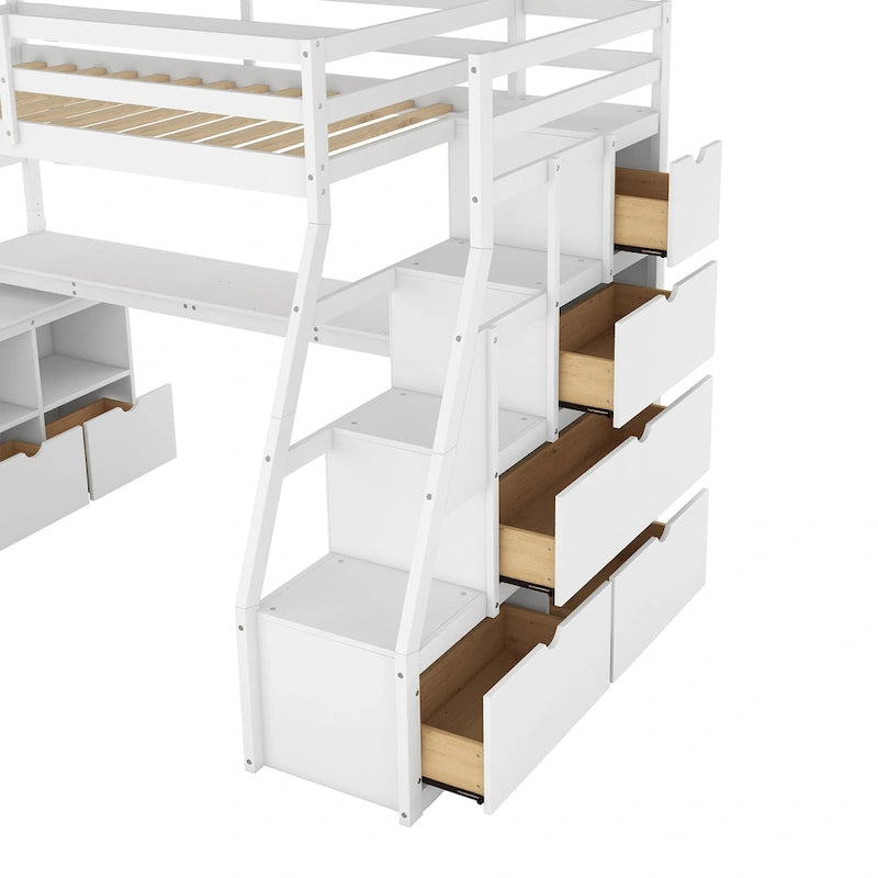 Twin Pine Loft Bed with Desk and Storage
