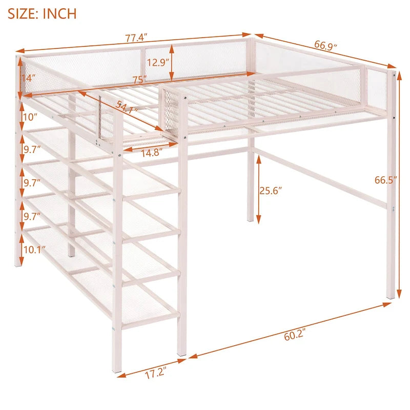 Full Metal Loft Bed with Workstation