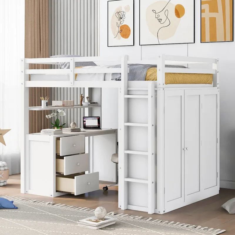 Multi-functional Pine Loft Bed