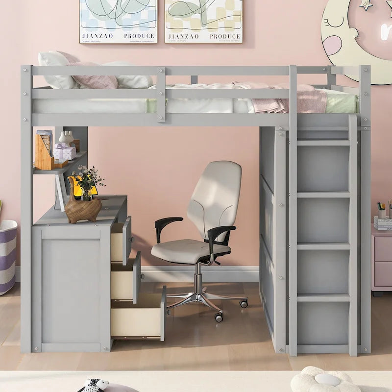 Multi-functional Pine Loft Bed
