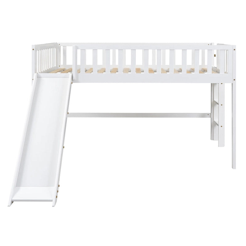Pine Low Loft Bed with Slide