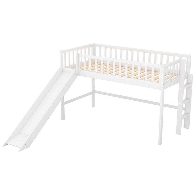Pine Low Loft Bed with Slide