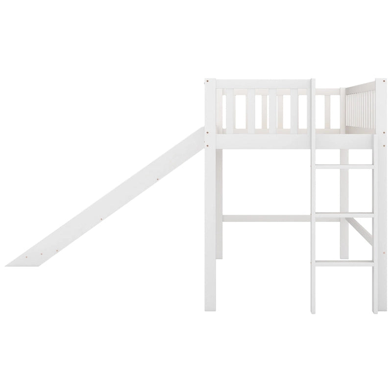 Pine Low Loft Bed with Slide