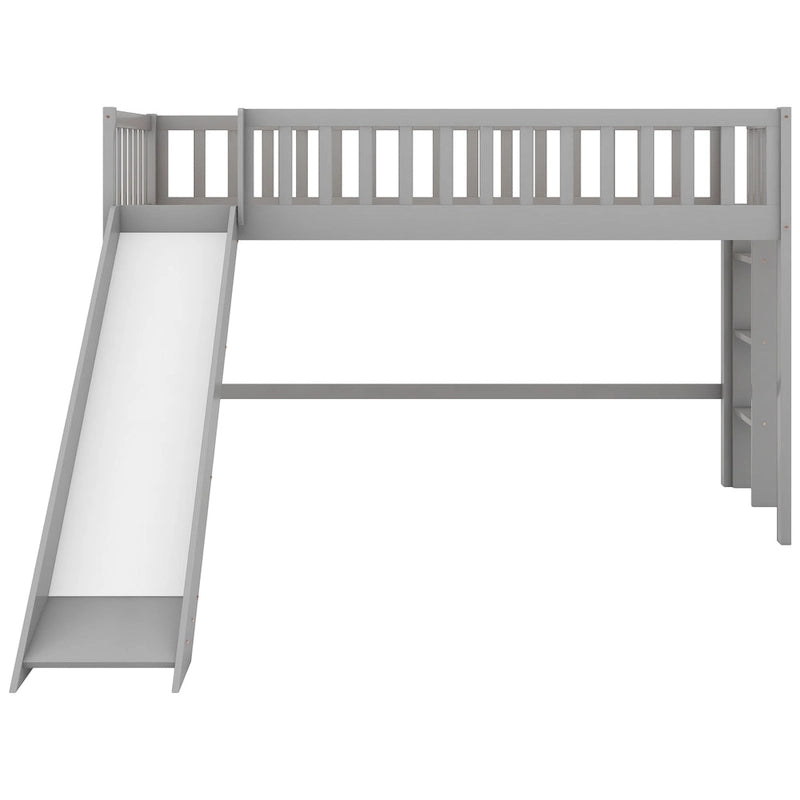 Pine Low Loft Bed with Slide