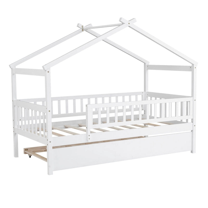 Twin Pine House Bed with Twin Trundle