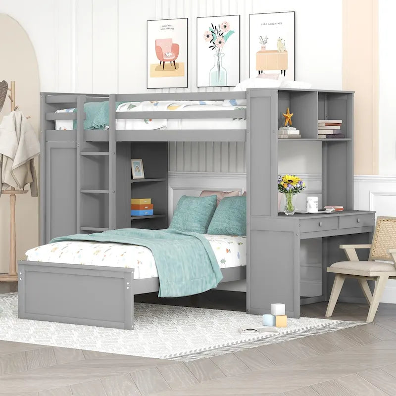 Twin over Twin Pine Loft Bed with Stand-alone