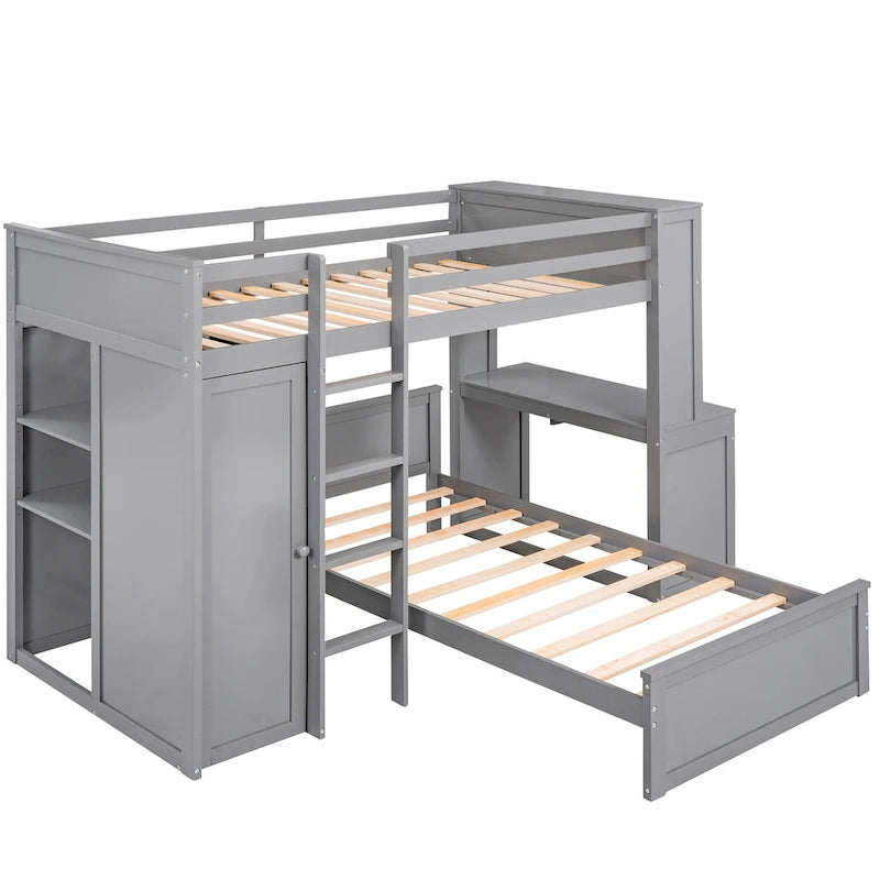 Twin over Twin Pine Loft Bed with Stand-alone