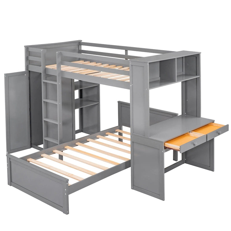 Twin over Twin Pine Loft Bed with Stand-alone