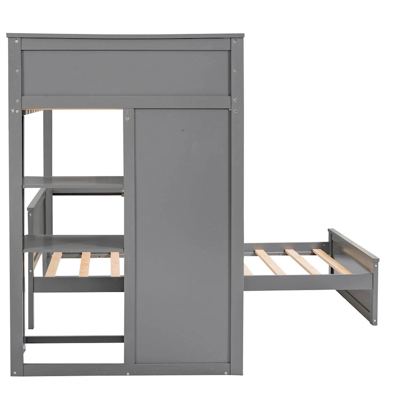 Twin over Twin Pine Loft Bed with Stand-alone