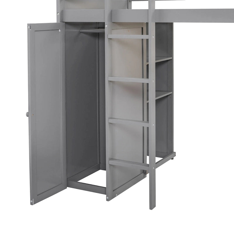 Twin over Twin Pine Loft Bed with Stand-alone