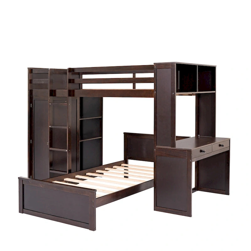 Twin over Twin Pine Loft Bed with Stand-alone